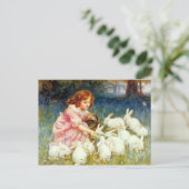 の食べ物を与えウサギの復活祭 シーズンポストカード (スタンド正面)