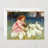 の食べ物を与えウサギの復活祭 シーズンポストカード (正面/裏面)