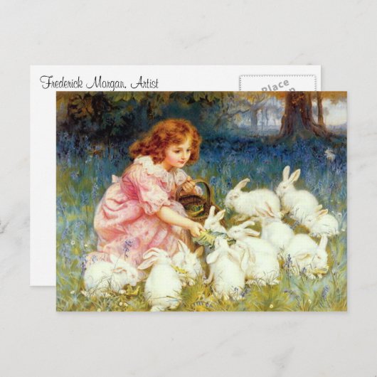 の食べ物を与えウサギの復活祭 シーズンポストカード (正面/裏面)