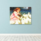 の食べ物を与えウサギ キャンバスプリント (インサイチュ (ウッドフロア))