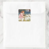 の食べ物を与えウサギ スクエアシール (バッグ)