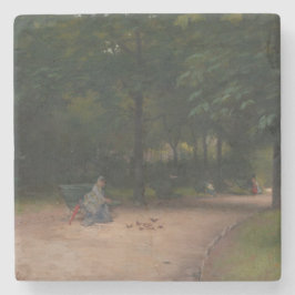 の食べ物を与え公園の鳥（Paul Peel著） ストーンコースター