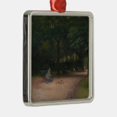 の食べ物を与え公園の鳥(Paul Peel著) メタルオーナメント (右)