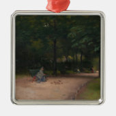 の食べ物を与え公園の鳥(Paul Peel著) メタルオーナメント (正面)