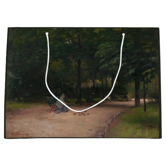 の食べ物を与え公園の鳥(Paul Peel著) ラージペーパーバッグ (正面)