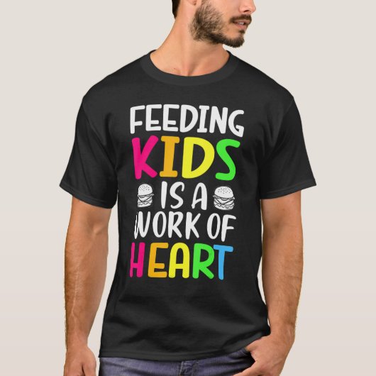 の食べ物を与え子供はハート食堂の学校Lの仕事 Tシャツ (正面)