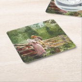 の食べ物を与え時刻 スクエアペーパーコースター (アングル)