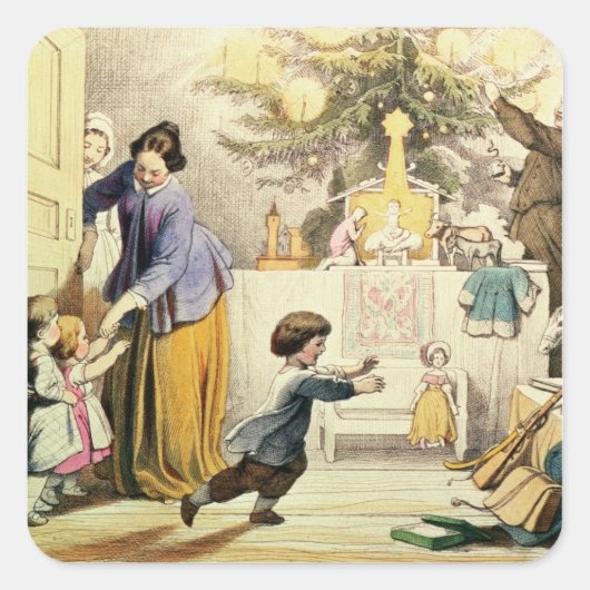 の飾クリスマスツリー スクエアシール (正面)