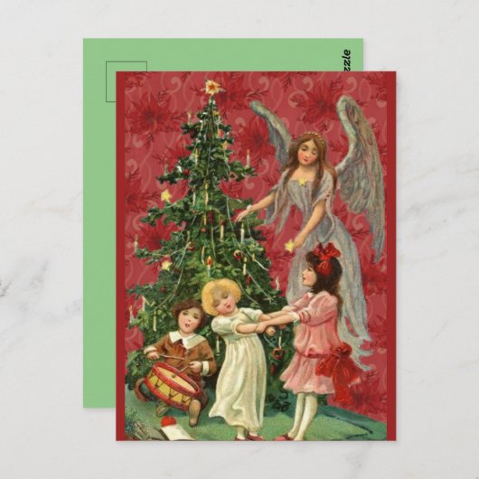 の飾クリスマス・ツリー・エンジェル・チルドレン ポストカード (正面/裏面)