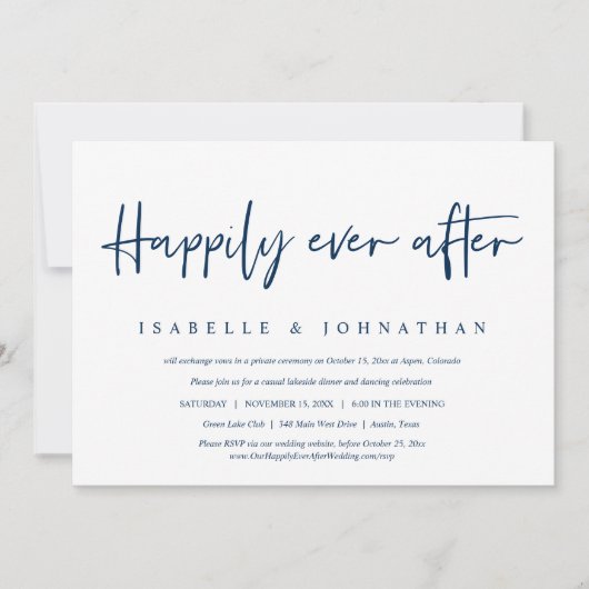 の駆け落ちカジュアル後結婚の幸せなパーティー 招待状 (正面)