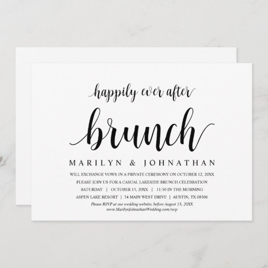 の駆け落ちディナー結婚ブランチの後に幸せに 招待状 (正面/裏面)