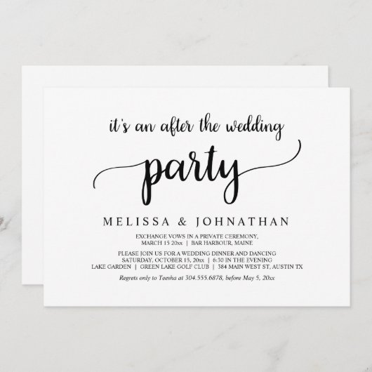 の駆け落ち結婚のパーティー 招待状 (正面/裏面)