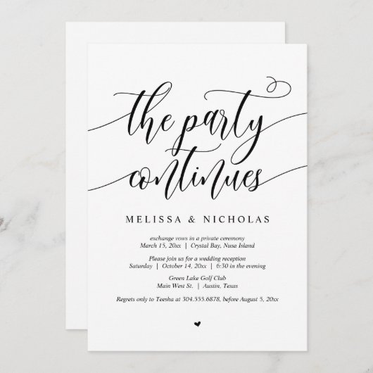 の駆結婚け落ちパーティー、パーティーは継続 招待状 (正面/裏面)