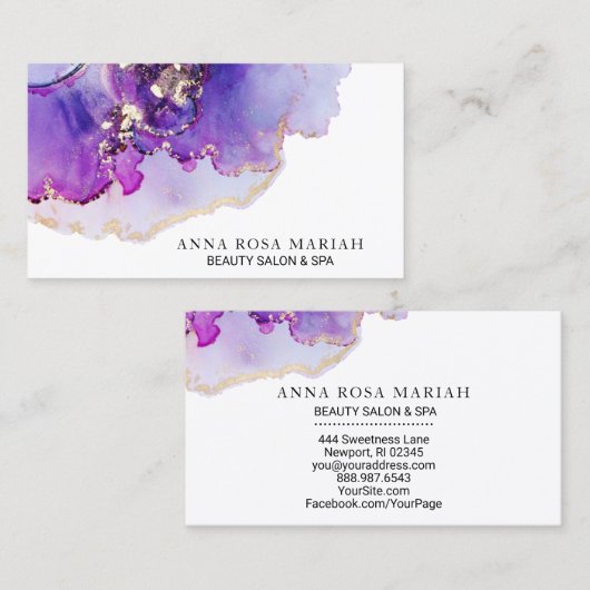 *~*の魅力の抽象芸術のはっきりしたなラベンダーの金ゴールドは青を金めっきしました 名刺 (正面/裏面)