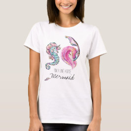 *~*の魔法の人魚のグリッターのタツノオトシゴの貝のティー Tシャツ
