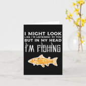 の魚釣りのアングラー聞メンのように見えるおもしろいかもしれない カード (黄色い花)