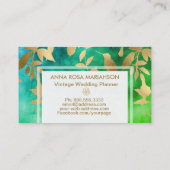 *~*の鳥の花の金ゴールドのアールデコパターン 名刺 (裏面)