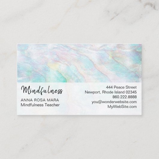 *~*の黄色く青いピンクのパステル調のサティの黙想 名刺 (裏面)