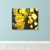 の黄色ぶら下がったい蘭の熱帯花 キャンバスプリント (インサイチュ (ウッドフロア))