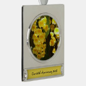 の黄色ぶら下がったい蘭の熱帯花 シルバープレートバナーオーナメント (右)