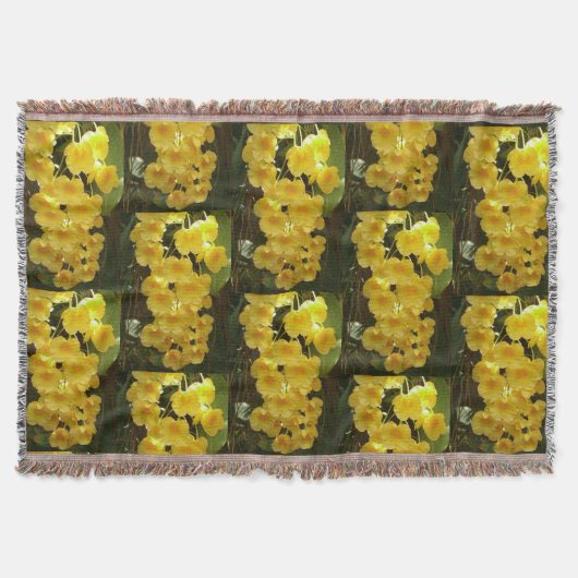 の黄色ぶら下がったい蘭の熱帯花 スローブランケット (正面)