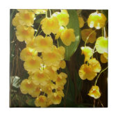 の黄色ぶら下がったい蘭の熱帯花 タイル (正面)