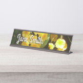 の黄色ぶら下がったい蘭の熱帯花 デスクネームプレート (正面)