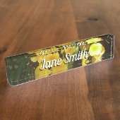 の黄色ぶら下がったい蘭の熱帯花 デスクネームプレート (側面)