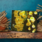 の黄色ぶら下がったい蘭の熱帯花 フォトプラーク (側面)