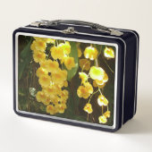 の黄色ぶら下がったい蘭の熱帯花 メタルランチボックス (正面)