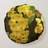の黄色ぶら下がったい蘭の熱帯花 ラウンドクッション (裏面)