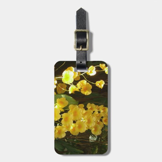 の黄色ぶら下がったい蘭の熱帯花 ラゲッジタグ (正面縦)