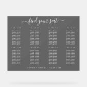 の黒いアクリルテーブルの結婚座席表 アクリルサイン (正面)