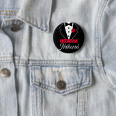 の黒いタイ結婚ツキシード、赤いバラ、カスタマイズ可能 缶バッジ (インサイチュ)