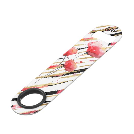 *~*の黒い金ゴールドの白く赤いケシパターン スピード栓抜き (裏面アングル)