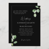 の黒結婚と白の両方の親ユーカリ 招待状 (正面/裏面)