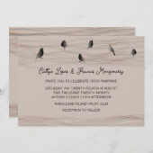 の黒結婚バラ赤面繊細な線鳥 招待状 (正面/裏面)