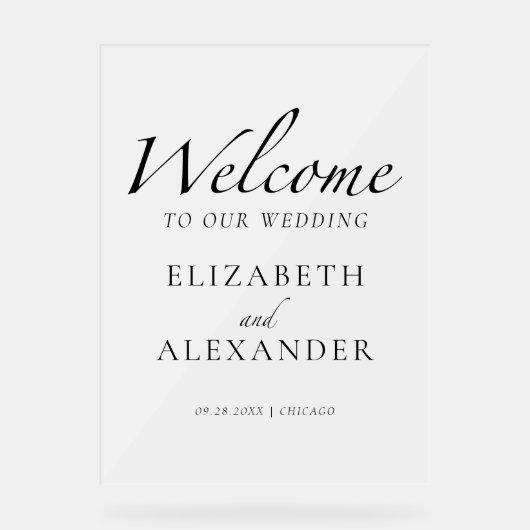 の黒結婚白のアクリルのウェルカムサイン アクリルサイン (正面)