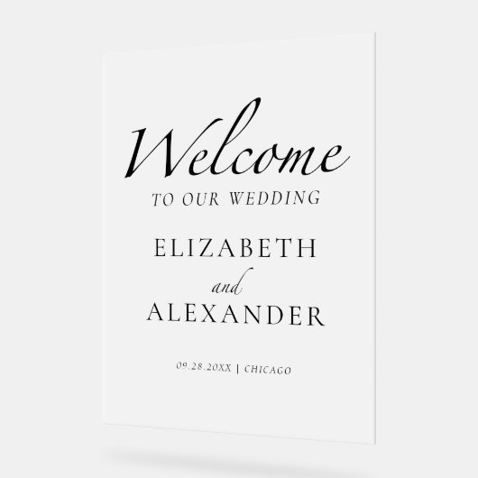 の黒結婚白のアクリルのウェルカムサイン アクリルサイン (傾斜)