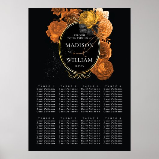 の黒結婚色と金ゴールドフローラの座席表 ポスター (正面)