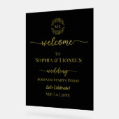 の黒結婚色と金ゴールド歓迎フロスミニマルテッド アクリルサイン (傾斜)