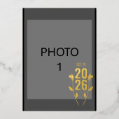 の黒結婚金箔フォト招待状カード 箔招待状 (正面)