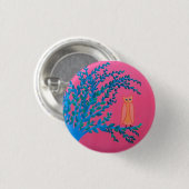 の1つの¼のインチ円形ボタン小さい、"フクロウ木" 缶バッジ (正面&裏面)