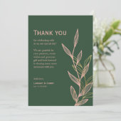 の1に対する緑とピンク結婚の葉のサンキューカード サンキューカード (スタンド正面)