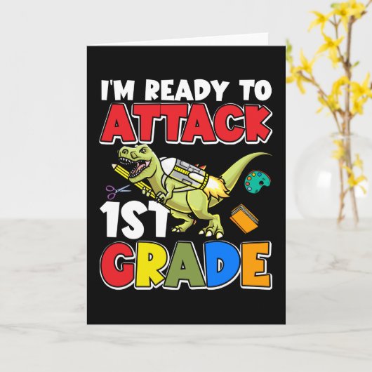 ~の1年生の恐竜を攻撃する準備ができている カード (黄色い花)