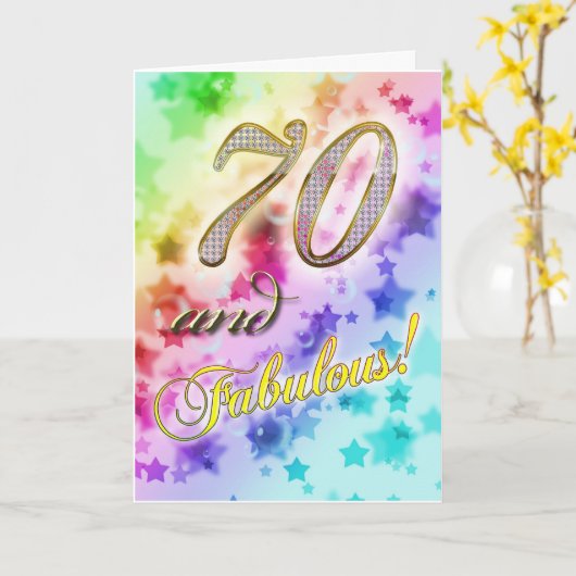 の70歳の誕生日Fabulous カード (黄色い花)