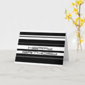 の「ストライプハッピーバースデー」挨拶カード カード (黄色い花)