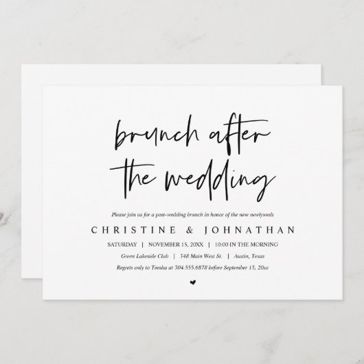 の(ポスト結婚)招待状後のブ結婚ルンチ 招待状 (正面/裏面)