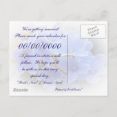 の"結婚日付を保存"青いアフリカのヴィオレット 案内ポストカード (裏面)