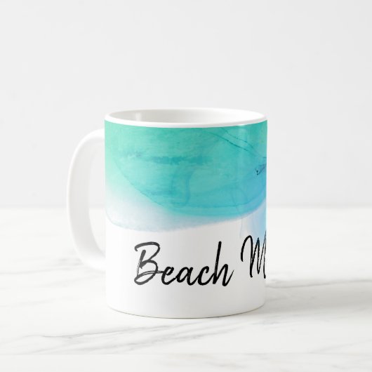 *~*のBeachy海の抽象芸術の水彩画のママ コーヒーマグカップ (正面左)
